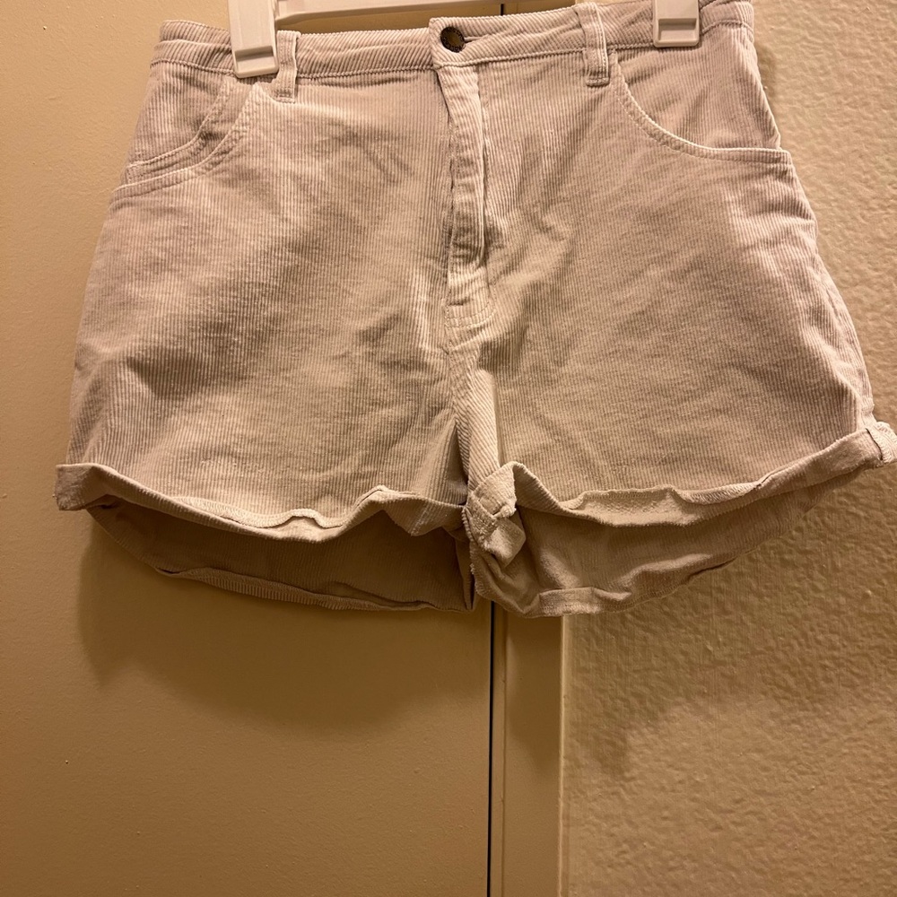 Women's Cream Corduroy Shorts